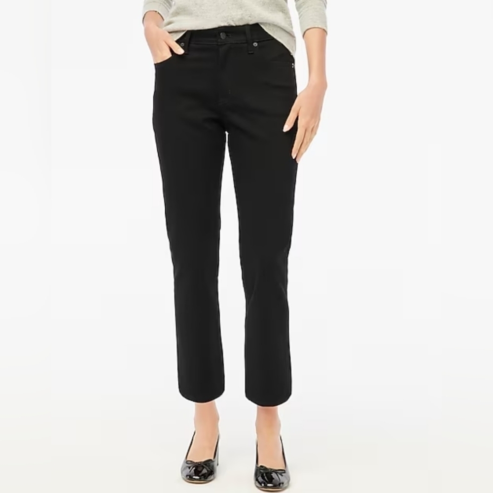 J. Crew Mid Rise Flare Crop Jean All Day Stretch Black Denim Size 29